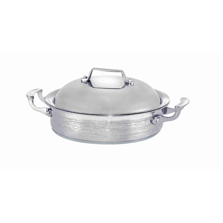 Bon Chef Cucina Saute Pot W/ Domed Lid, Rain Finish, Ind Btm, 11 3/16"Dia X 3 2/7"H, 2 Hndls, 4 Qt 60001RAIN